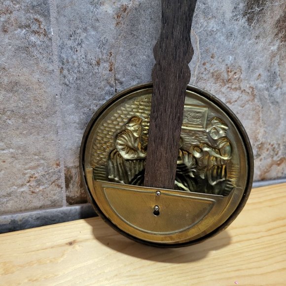 VTG Brass Wall Pocket Brass Match Holder Pub Scene Decorative Wall Plate - Picture 7 of 13